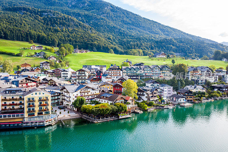 圣沃尔夫冈和小镇圣沃尔夫冈im Salzkammergut，上奥地利，奥地利，欧洲